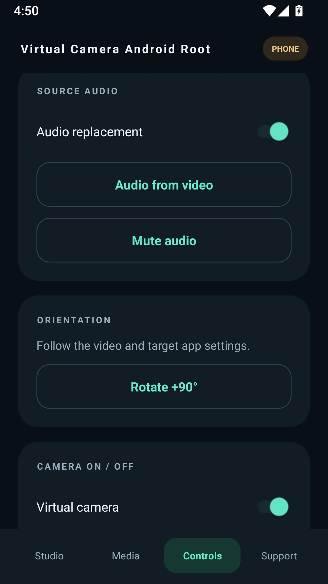 Original audio replacement microphone mute and rotation Android