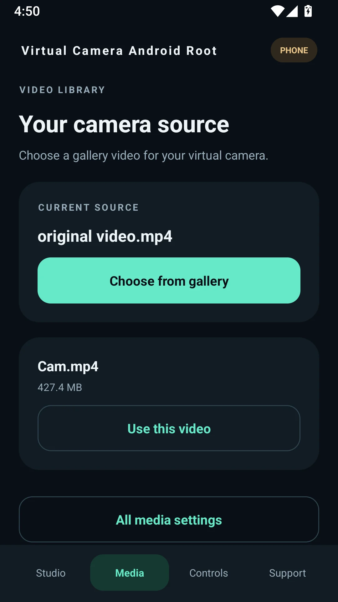 Use MP4 video from Android gallery as virtual camera source